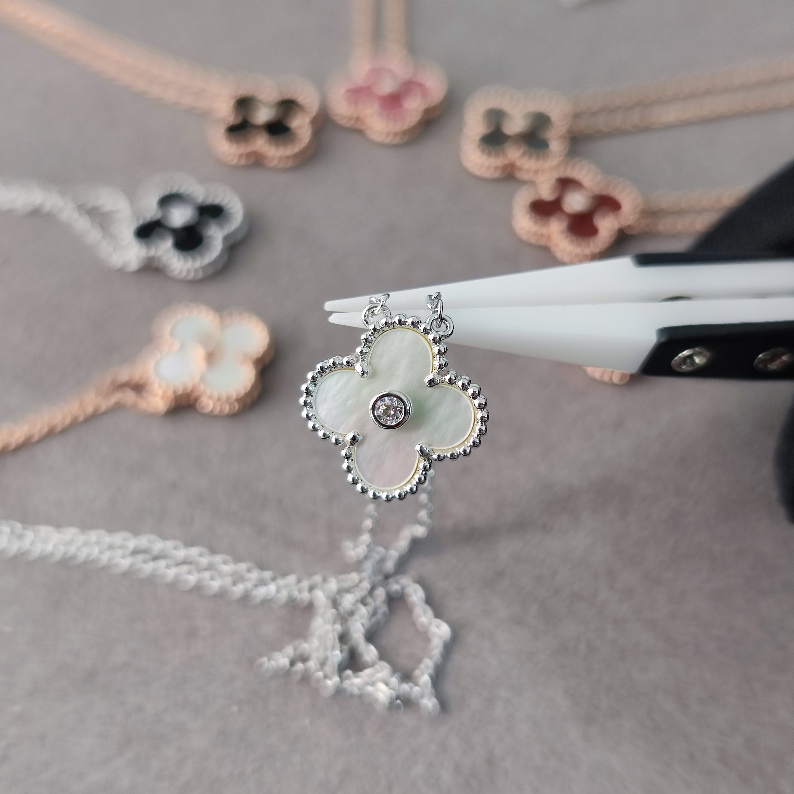 VCA Mother Of Pearl Crystal Neck Accessory - Warm Tone / Rose Tone / Light Tone