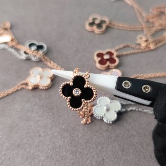 VCA Onyx Diamond Necklace - Yellow Gold / Rose Gold / White Gold