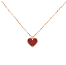 VCA Onyx Heart Necklace - Rose Gold