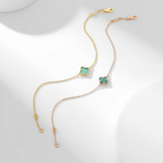 VCA Mini Malachite Bracelet - Yellow Gold