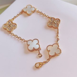 VCA Mother Of Pearl Five Motif Bracelet - Yellow Gold / Rose Gold