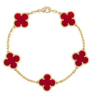 VCA Carnelian Five Motif Bracelet - Yellow Gold / Rose Gold