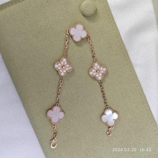VCA Crystal Mother Of Pearl Five Motif Wrist Accessory - Warm Tone / Rose Tone
