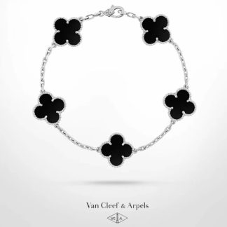 VCA Onyx Five Motif Bracelet - White Gold