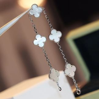VCA Mother Of Pearl Five Motif Bracelet - White Gold