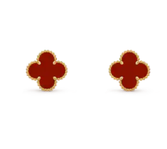 VCA 15MMMedium Stud Earrings Carnelian - Yellow Gold / Rose Gold