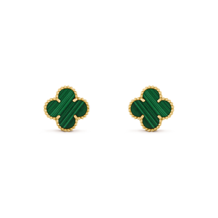 VCA 15MMMedium Stud Earrings Malachite Stud Earrings - Yellow Gold