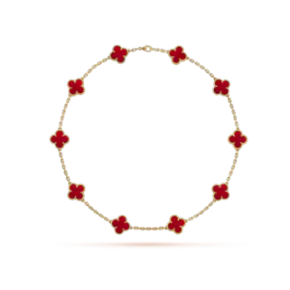 VCA Ten Motif Carnelian Necklace - Yellow Gold / Rose Gold