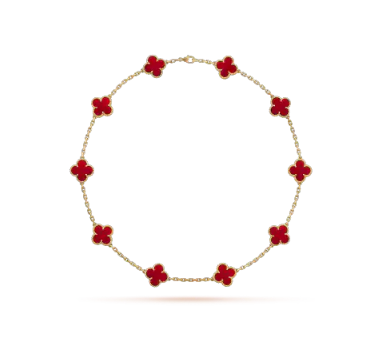 VCA Ten Motif Carnelian Necklace - Yellow Gold / Rose Gold