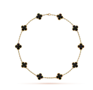 VCA Ten Motif Onyx Necklace - Yellow Gold / White Gold