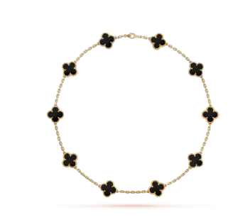 VCA Ten Motif Onyx Necklace - Yellow Gold / White Gold