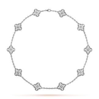 VCA Ten Motif Full Pave Diamond Necklace - Yellow Gold / White Gold