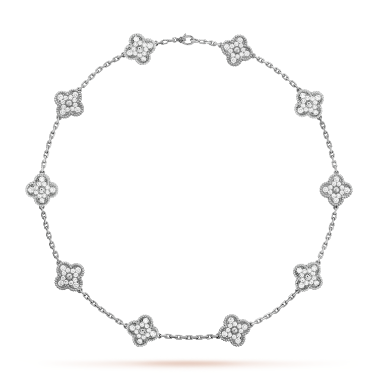 VCA Ten Motif Full Pave Diamond Necklace - Yellow Gold / White Gold