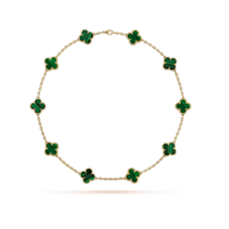 VCA Ten Motif Malachite Necklace - Yellow Gold—
