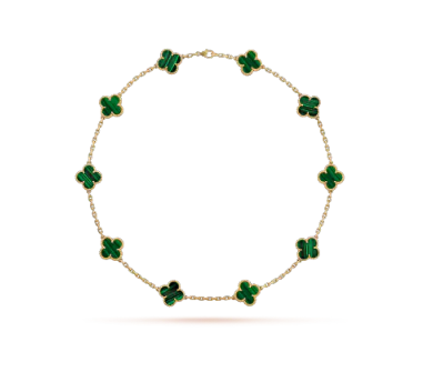 VCA Ten Motif Malachite Necklace - Yellow Gold—