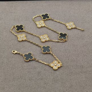 VCA Onyx Diamond Ten Motif - Yellow Gold—white Gold