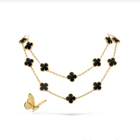VCA Ten Motif Onyx Necklace - Yellow Gold / Rose Gold / White Gold