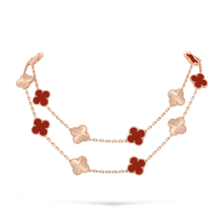 VCA Ten Motif Carnelian Necklace - Rose Gold