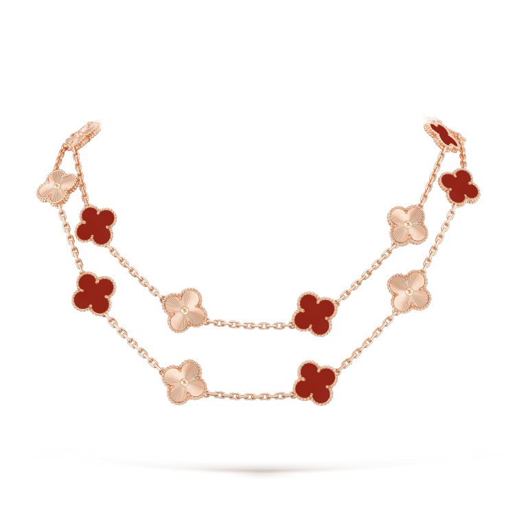 VCA Ten Motif Carnelian Necklace - Rose Gold