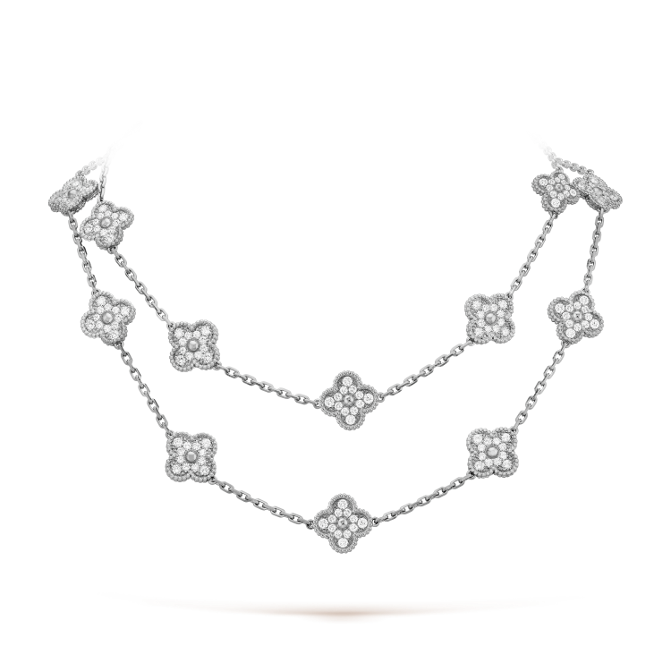 VCA Ten Motif Full Pave Diamond Necklace - Yellow Gold / Rose Gold / White Gold
