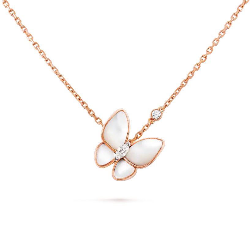 VCA Two Butterfly Mother Of Pearl Necklace - Rose Gold