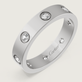 C Love Diamond Narrow Ring - White Gold Rose Gold Yellow Gold