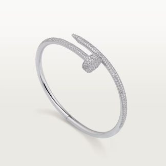C Full Pave Diamond Bangle - White Gold Rose Gold Yellow Gold