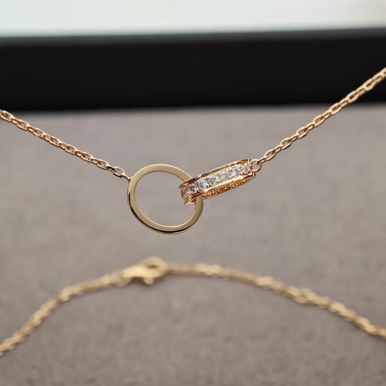 C Diamond Necklace - Rose Gold