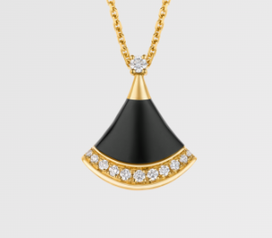 BVL Onyx Small Diamond Necklace - Yellow Gold