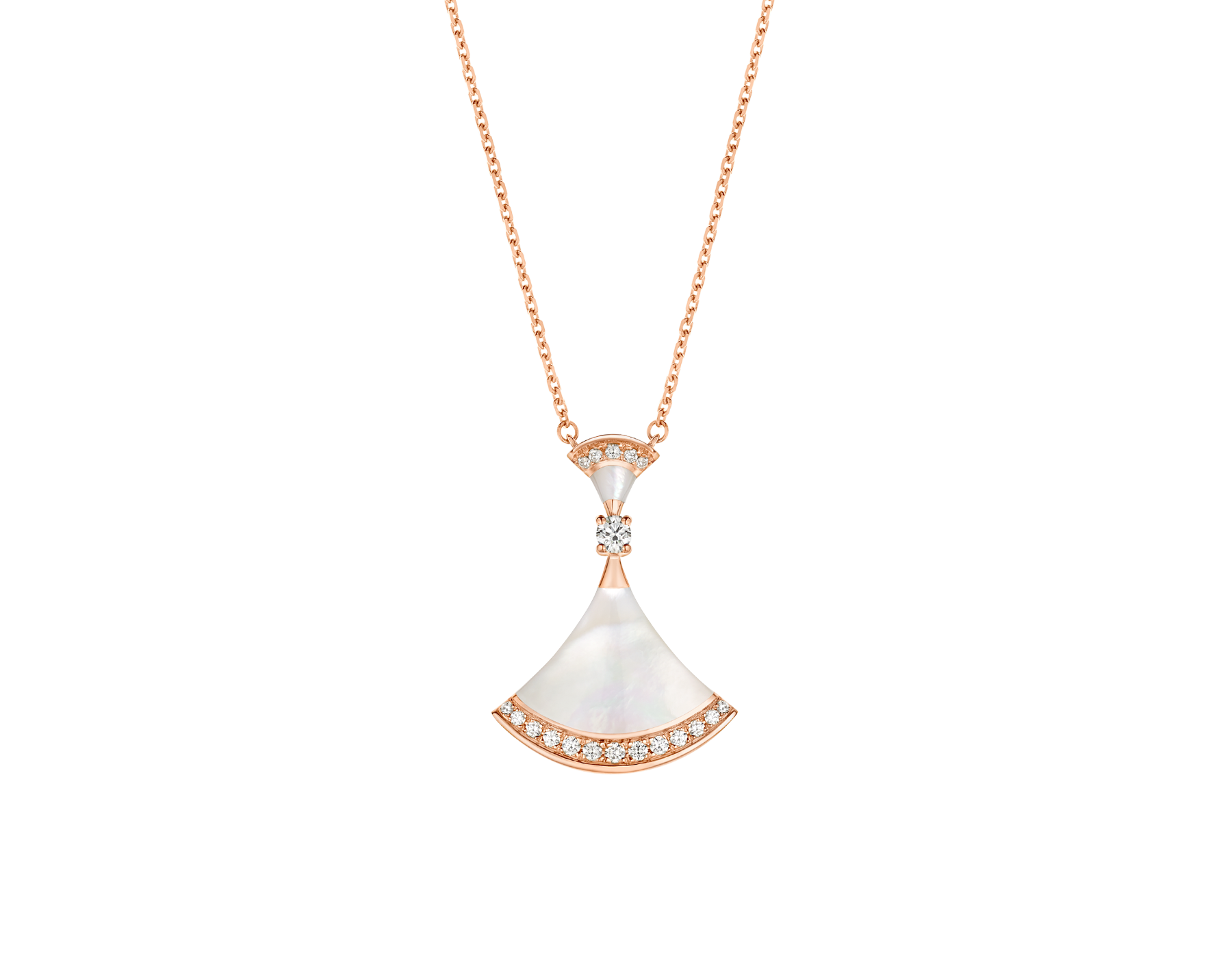 BVL Large Mother Of Pearl Diamond Necklace - Rose Gold