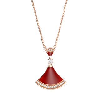 BVL Large Carnelian Diamond Necklace - Rose Gold