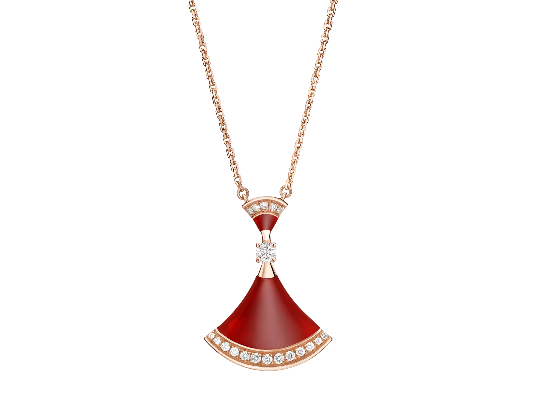 BVL Large Carnelian Diamond Necklace - Rose Gold