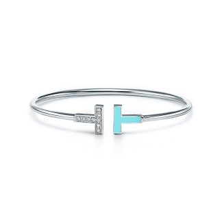 TCO T Half Diamond Bangle - White Gold