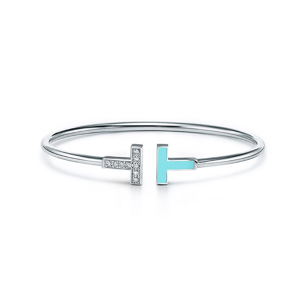TCO T Half Diamond Bangle - White Gold